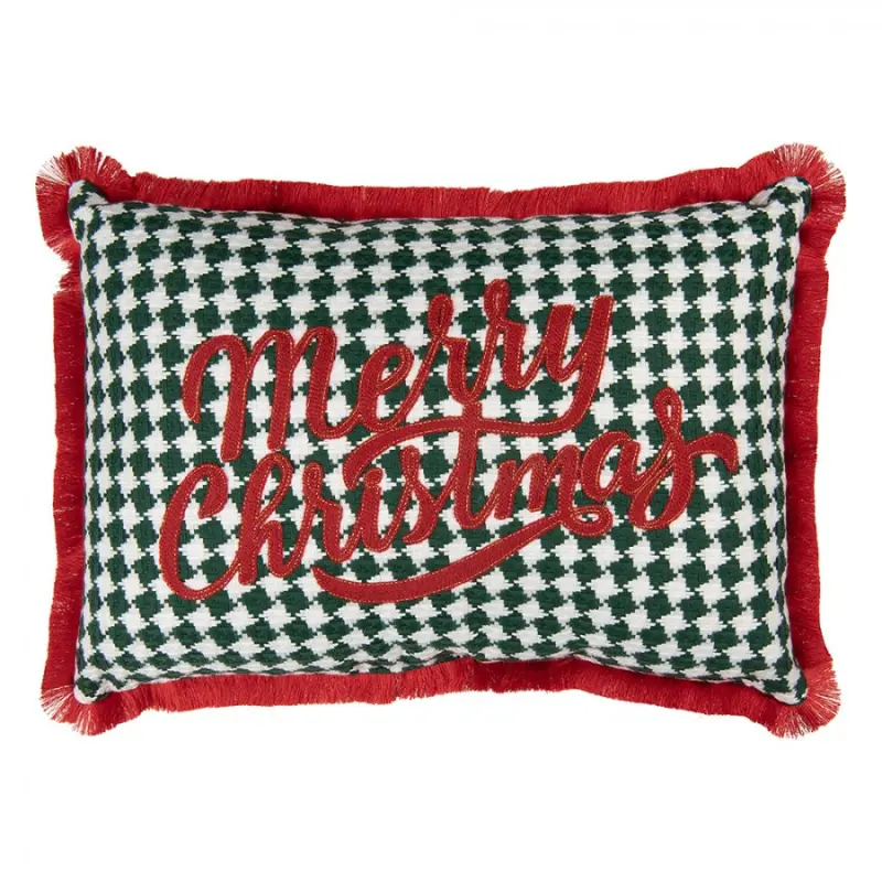 Červený dekorativní polštář s vánočním motivem – 50x30x4 cm