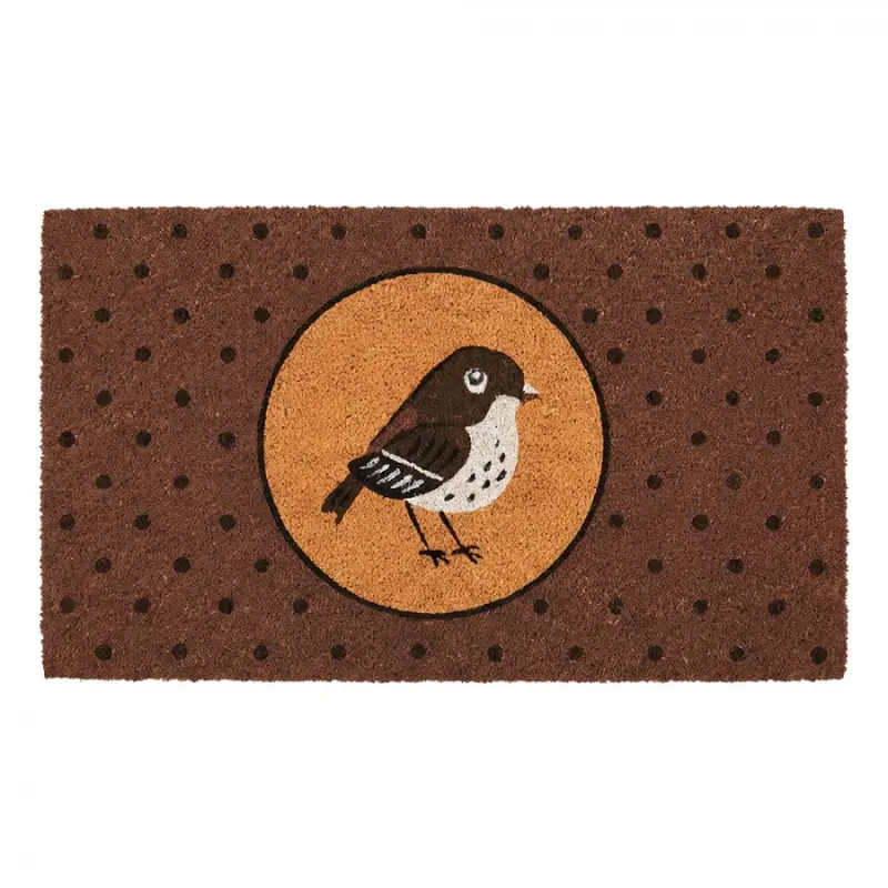 Hnědá kokosová rohožka s ptáčkem Bird - 75*45*1 cm Clayre & Eef