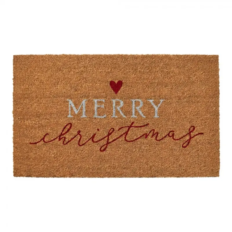 Hnědá kokosová rohožka Merry Christmas - 75*45*1 cm Clayre & Eef