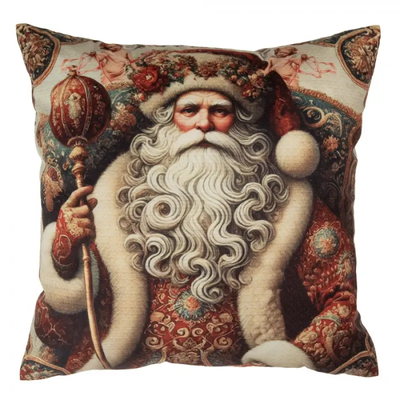 Béžový dekorativní polštář Santa Claus s výplní