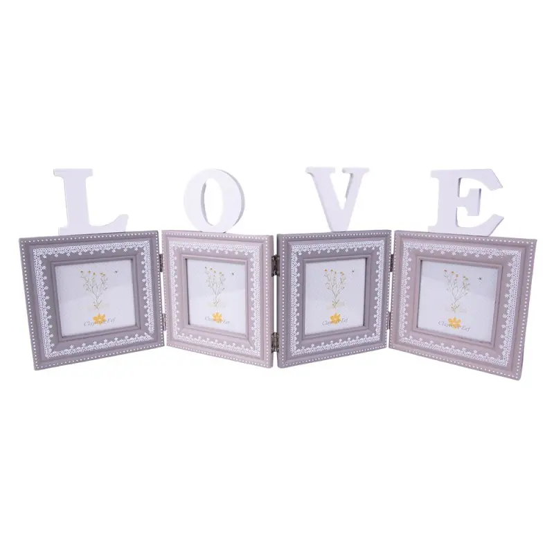 Dřevěný stojící fotorám na 4 fota Love – 10x10 cm (4)