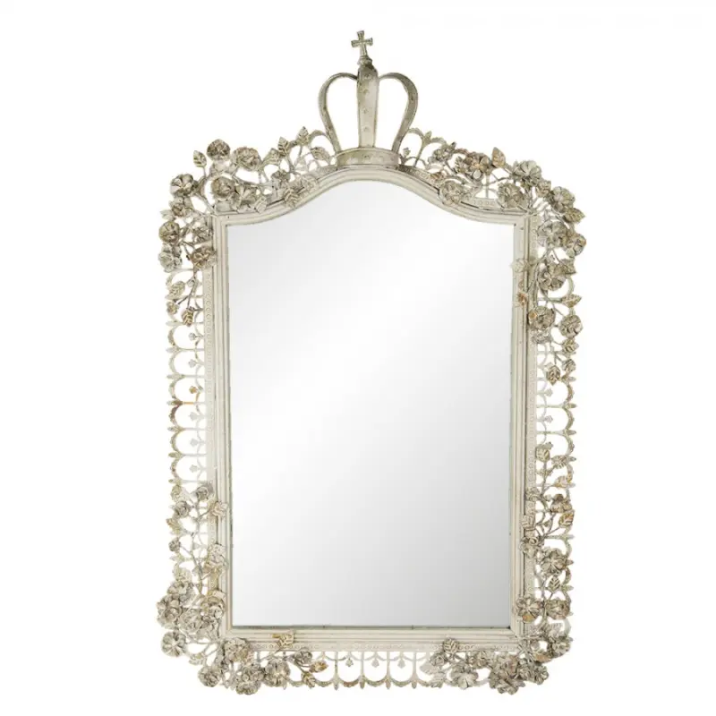 Béžové zrcadlo s ozdobným rámem ve vintage stylu – 63x6x102 cm