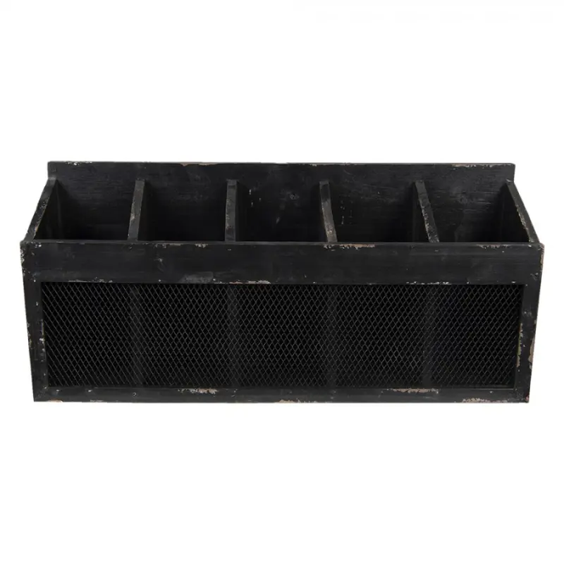 Černá antik nástěnná police na víno Baesta - 60*13*28 cm Clayre & Eef