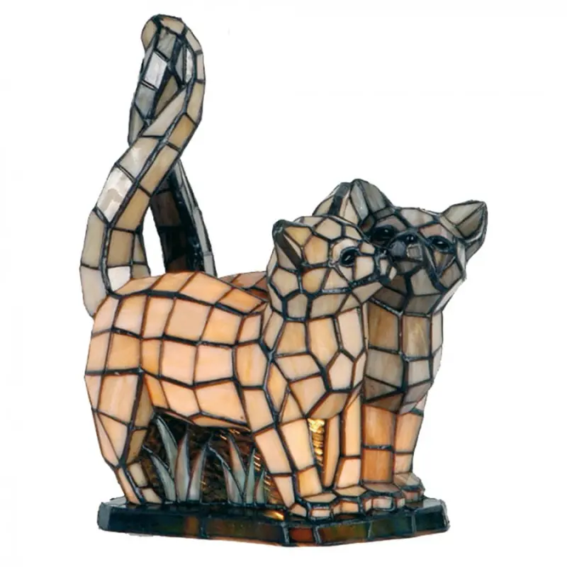 Dekorativní lampa Tiffany kočky – 27x18x35 cm