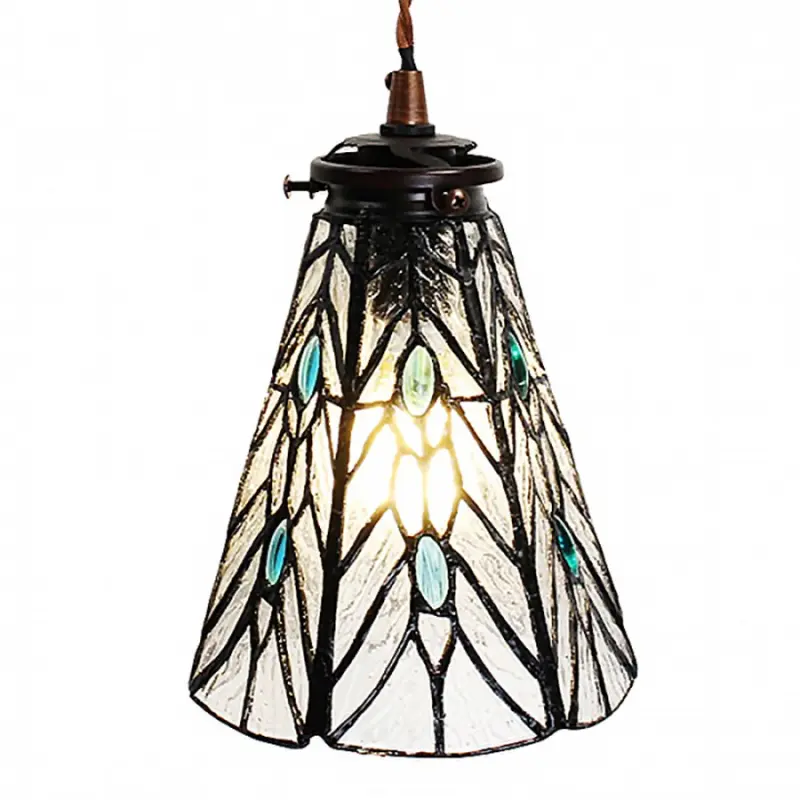 Závěsná Tiffany lampa modré kamínky Blue Gems – 15x115 cm