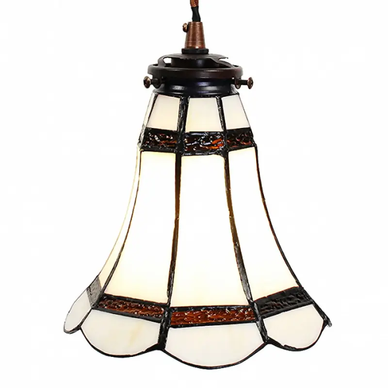 Stropní Tiffany lampa hnědé pruhy BrownLine - Ø 15*115 cm E14/max 1*25W Clayre & Eef