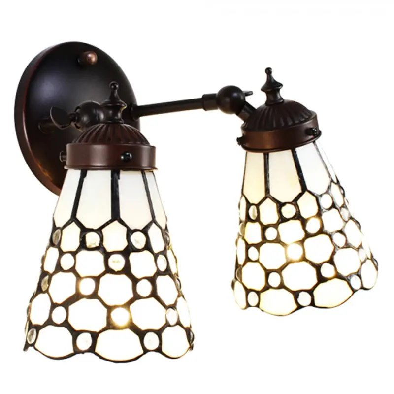 Nástěnná lampa Tiffany s bílými stínidly Diantha – 30x23x23 cm