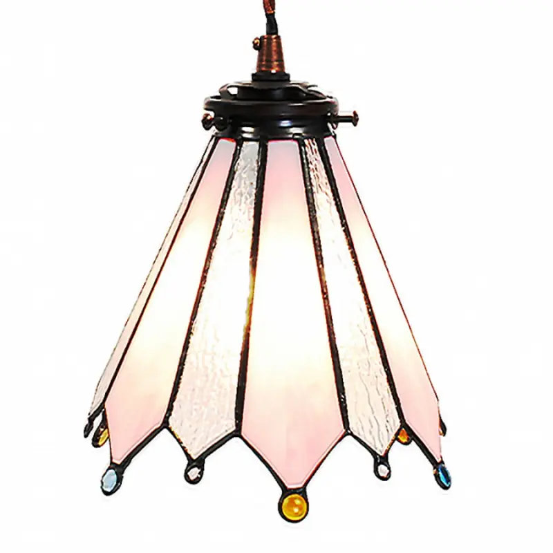 Závěsná lampa Tiffany Flowerbell pink – 18x15x115 cm