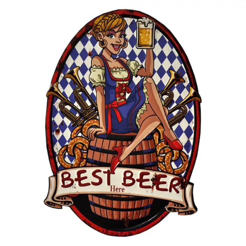 Nástěnná kovová cedule Here Best Beer – 45x1x65 cm