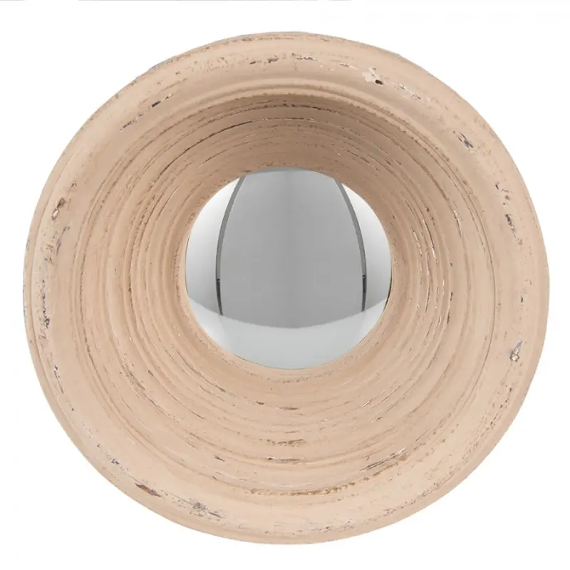 Béžové antik kulaté nástěnné vypouklé zrcadlo Beneoit – Ø 19*7 cm Clayre & Eef