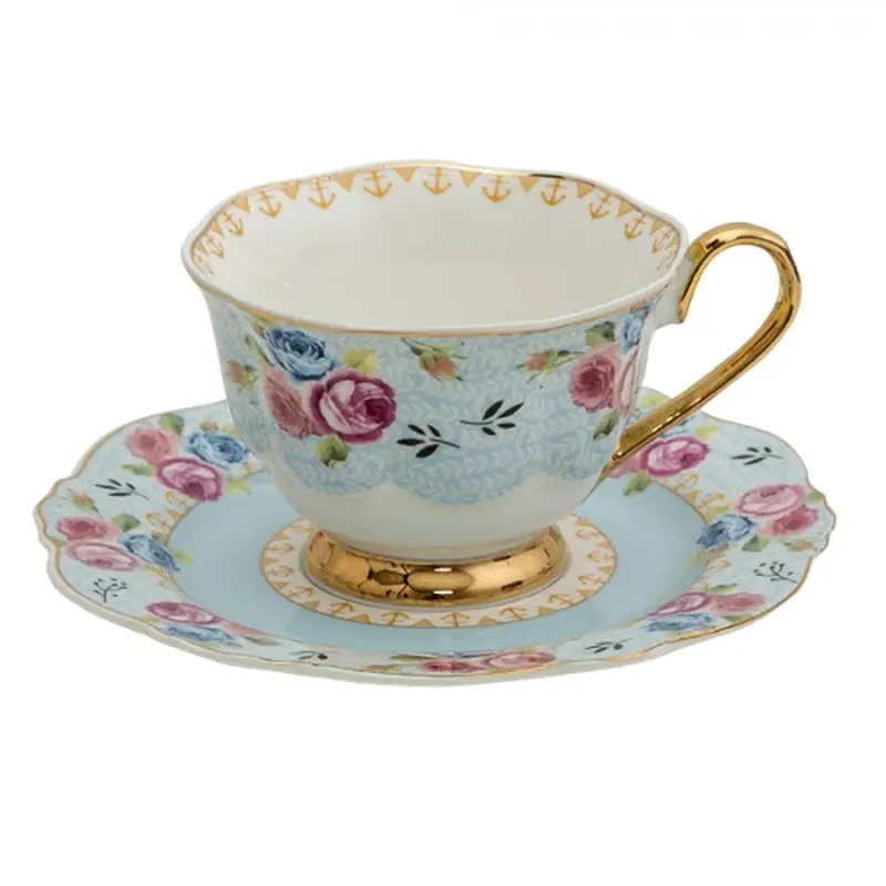 Porcelánový šálek s podšálek Blue Garden – 12x9x7 cm