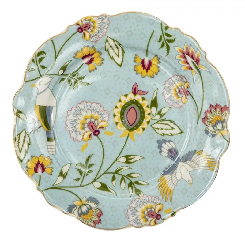 Modrý porcelánový dezertní talíř s květy Flower Arend-jan – 20x2 cm