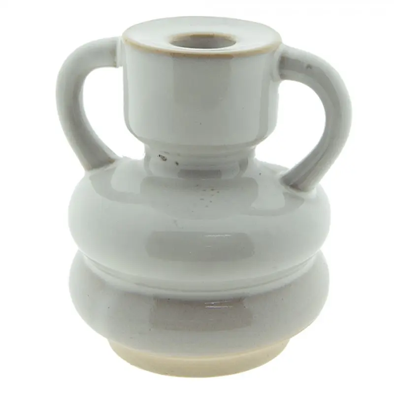 Béžový porcelánový svícen na úzkou svíčku Chrie - Ø 11*11 cm Clayre & Eef