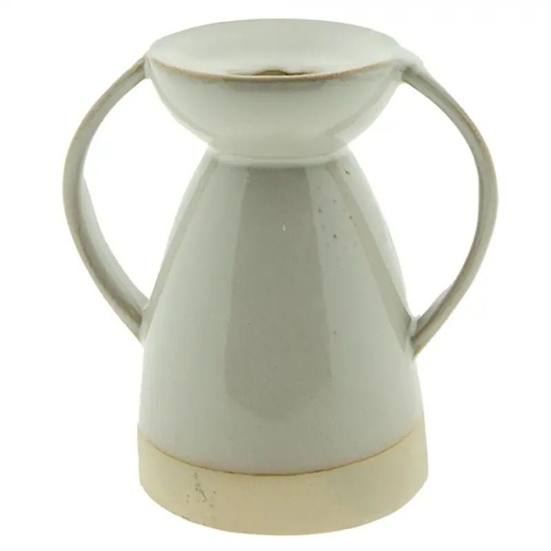 Béžový porcelánový svícen na úzkou svíčku Gerjen – 9x7x9 cm