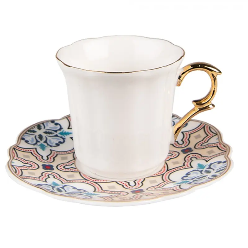 Bílý porcelánový šálek s barevným podšálkem Tasse – 95 ml