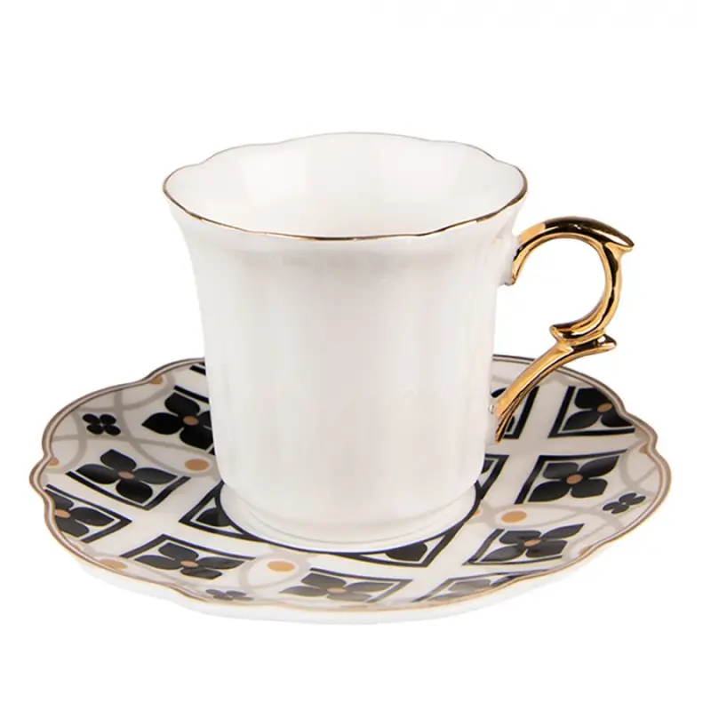 Bílý porcelánový šálek s barevným podšálkem Tasse – 95 ml