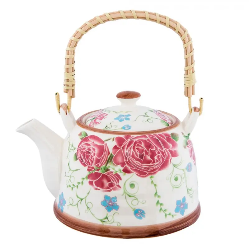 Konvička se sítkem pivoňky - 17*14*12 cm / 0,7L Clayre & Eef