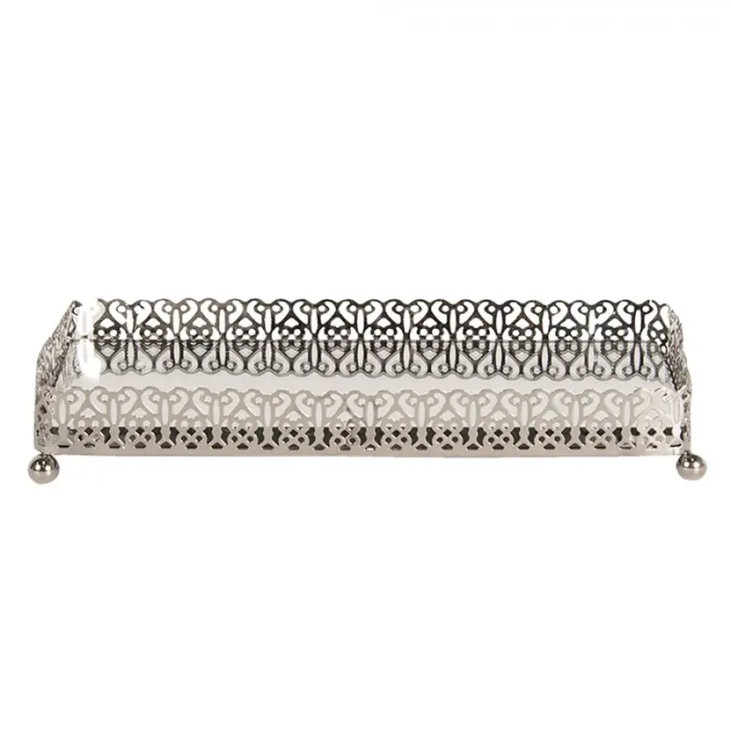 Stříbrný kovový obdélníkový tácek Silver – 20x10x3 cm