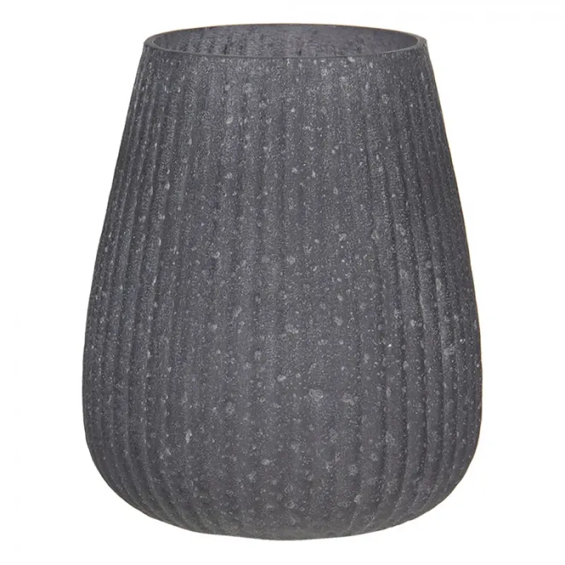 Šedý zaoblený skleněný svícen Varhan L - Ø 11*13 cm Clayre & Eef