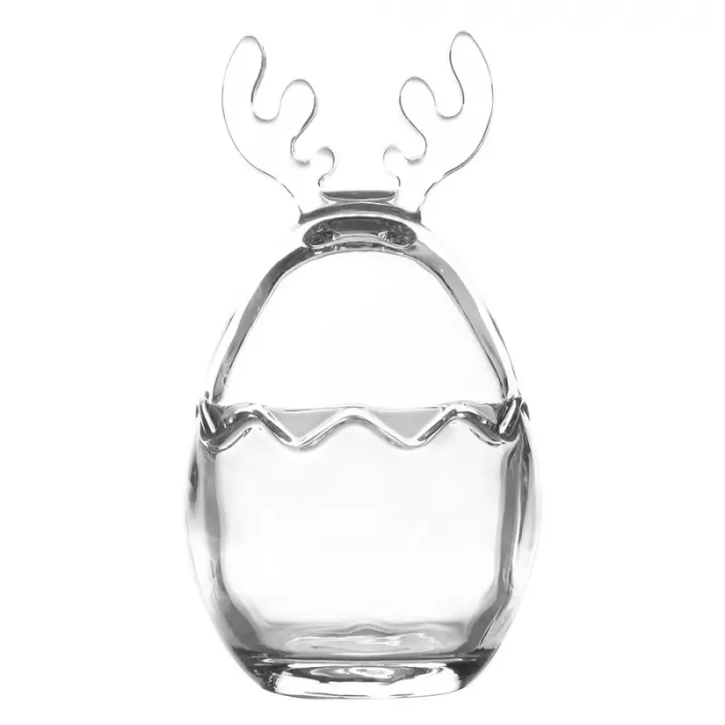 Skleněná dóza na bonbóny ve tvaru vajíčka s parohy – 8x15 cm