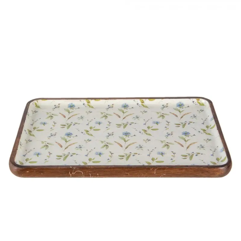 Hnědý dřevěný dekorativní tác s malbou Suze – 30x20x2 cm