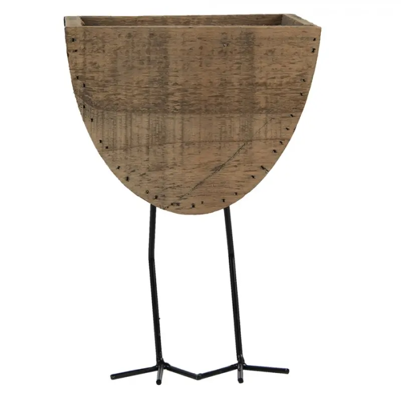 Dekorační dřevěný obal na květiny na kovových nožkách – 17x13x25 cm