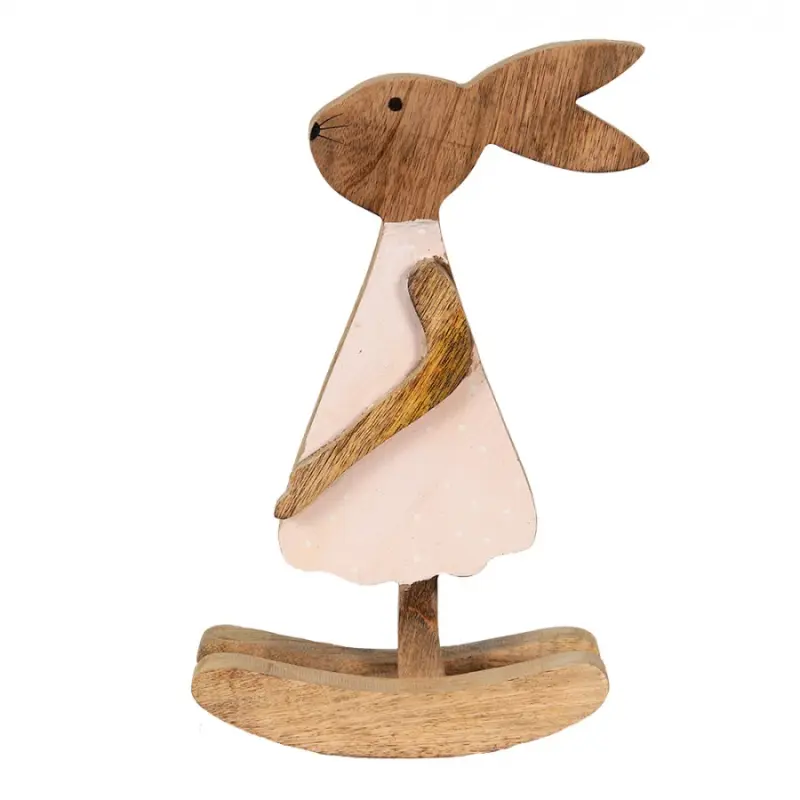 Dřevěná dekorace králíčí dívka v šatičkách L – 17x7x30 cm