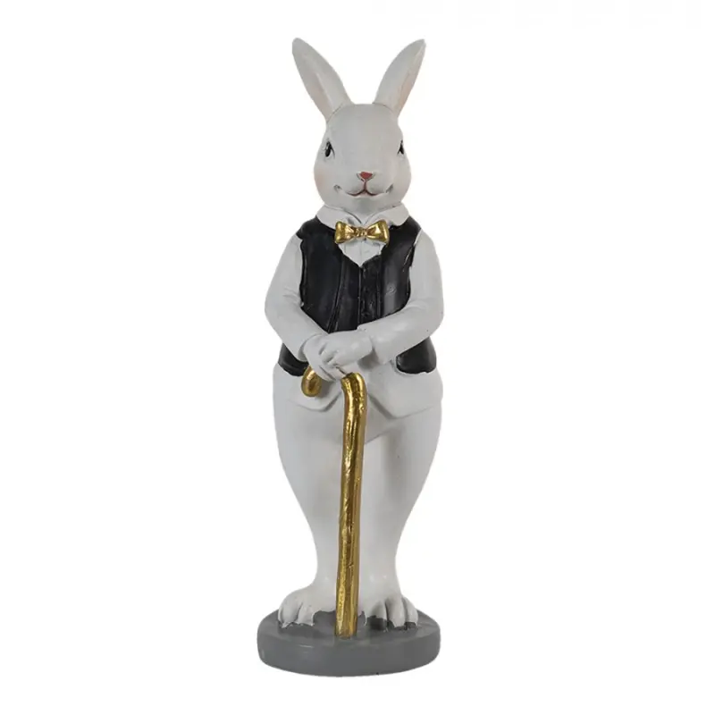 Dekorace Socha Králík Černá, Bílá 5*5*15 cm – 5x5x15 cm