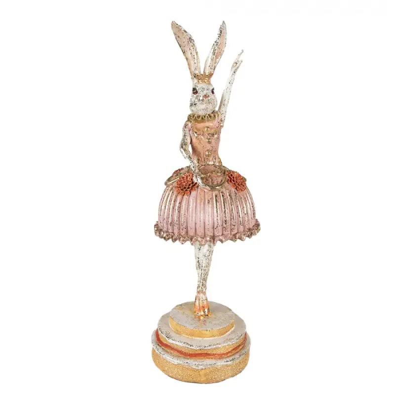 Dekorace Socha Králík Růžová Béžová 11x11x35 cm – 11x11x35 cm