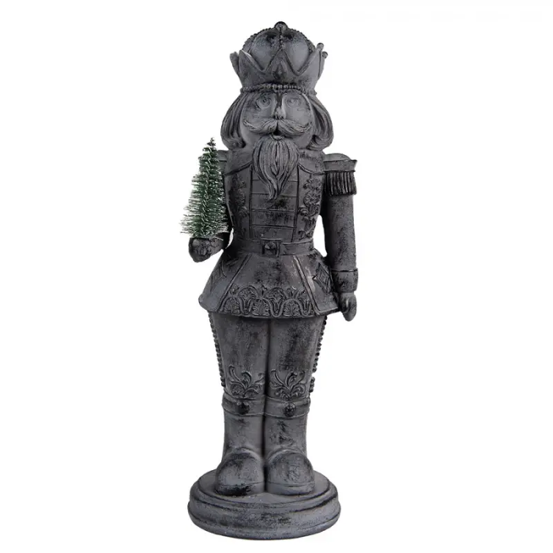 Dekorace louskáček s vánočním stromečkem Šedá 13*10*32 cm – 12x10x32 cm