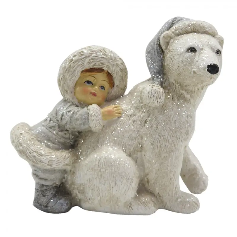 Dekorace děvče objímající medvěda - 11*6*11 cm Clayre & Eef
