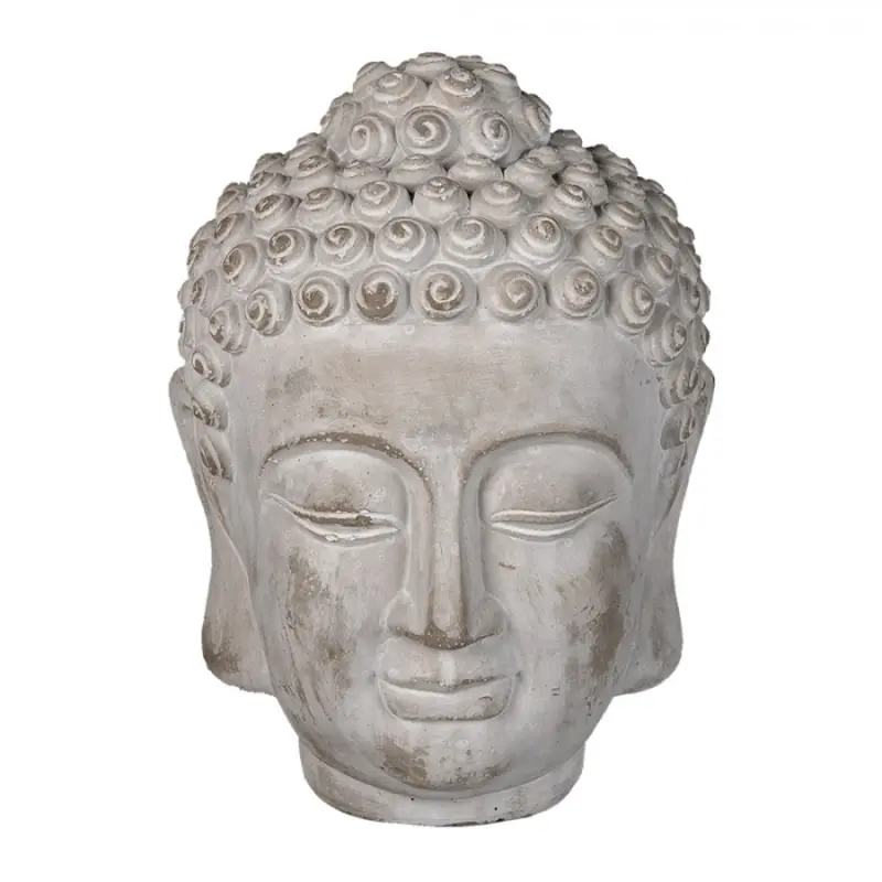 Dekorace šedá hlava Buddhy L antik - 17*17*24 cm Clayre & Eef