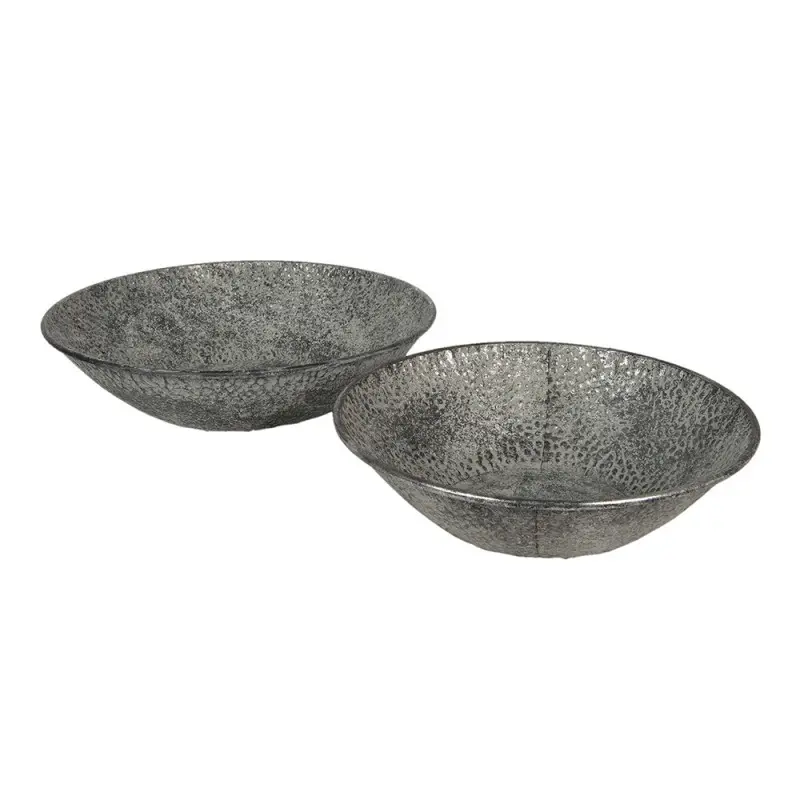 Sada 2ks kovová šedá mísa se vzorem – 35x9 / 41x10 cm