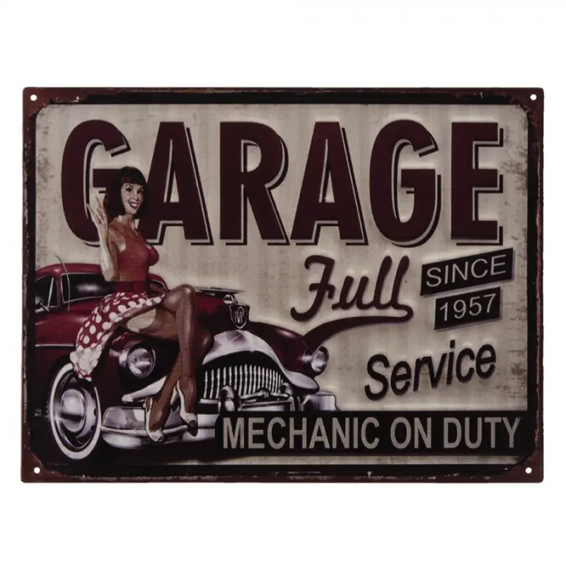 Nástěnná kovová cedule Garage Full - 33*25 cm Clayre & Eef