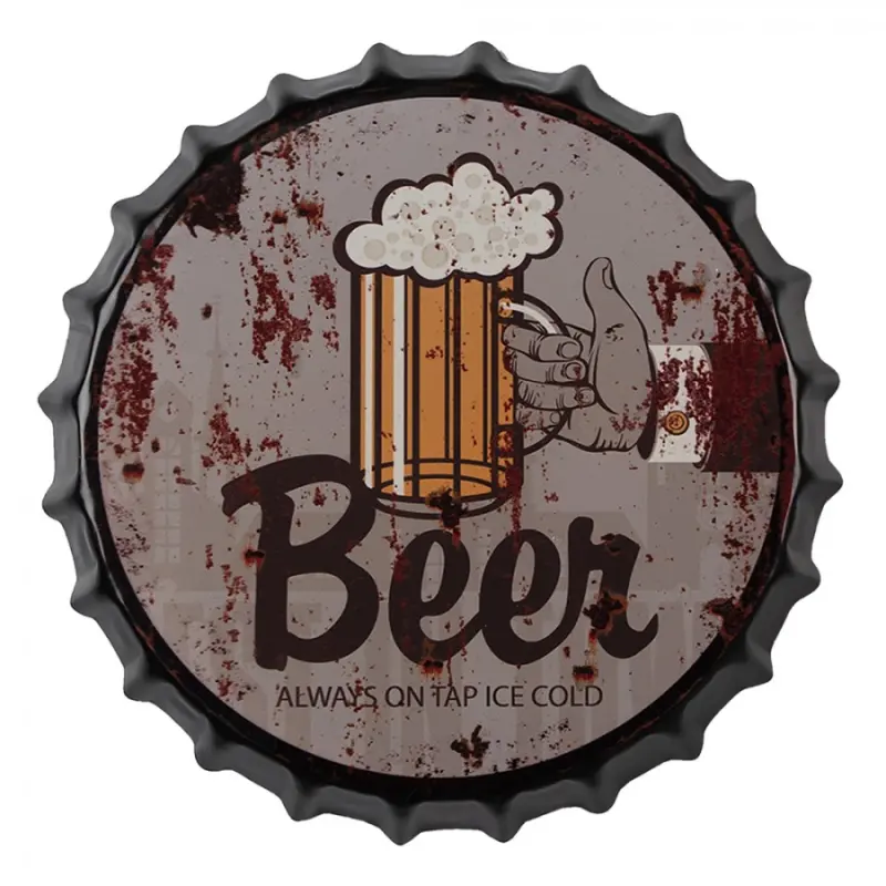 Nástěnná kulatá cedule Beer - Ø 33 cm Clayre & Eef