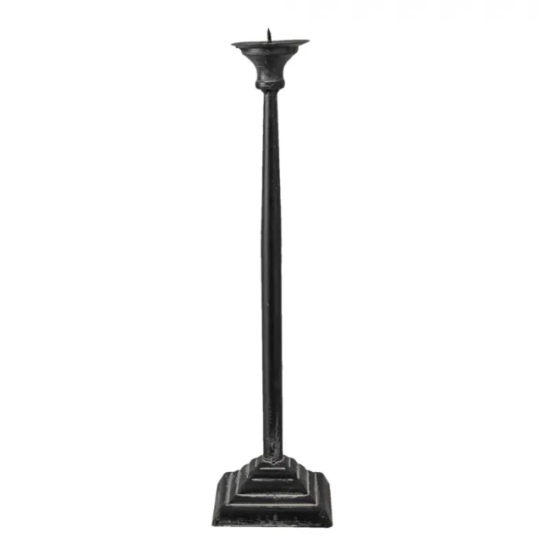 Kovový černý svícen s patinou Janienke – 10x31 cm