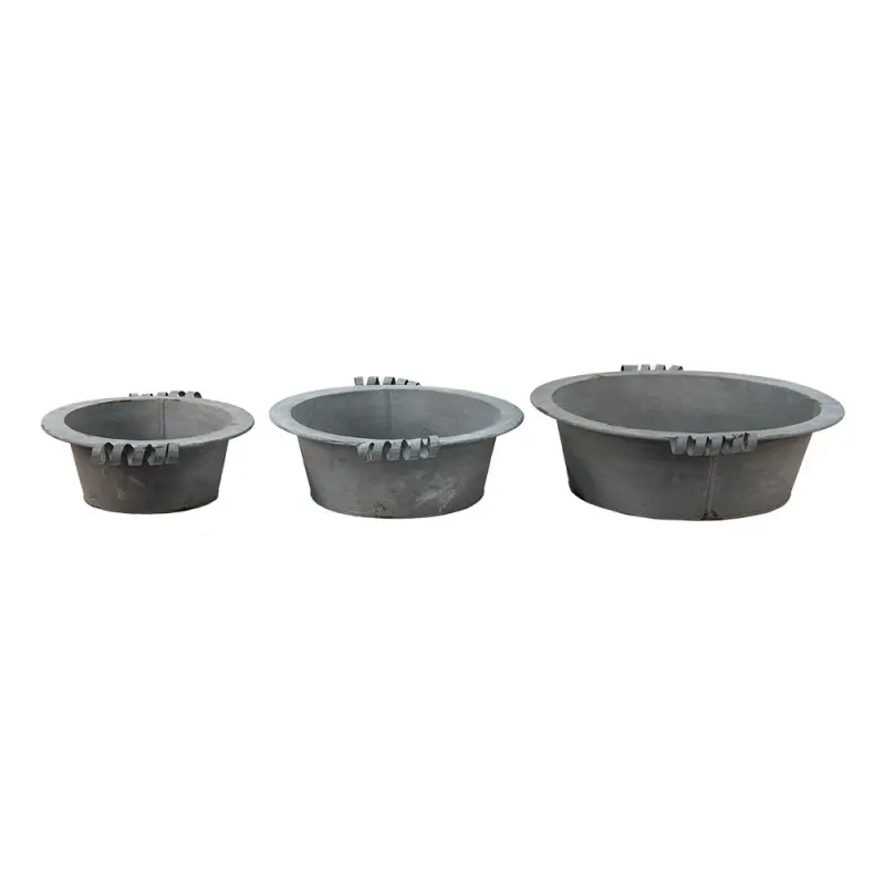3ks šedá plechová mísa/lavór – (3) 36x11 / 30x10 / 24x9 cm