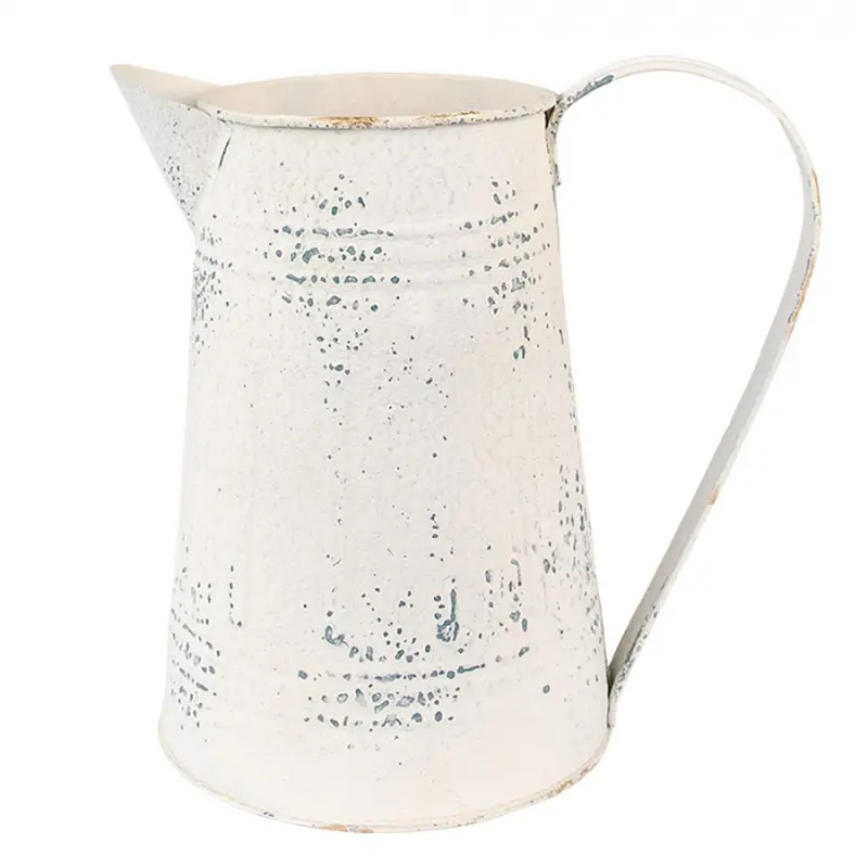 Béžový antik dekorační plechový džbán Jessica – 22x14x21 cm