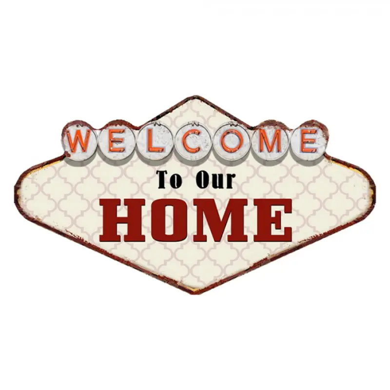 Kovová nástěnná cedule Welcome To Our Home – 49x1x27 cm