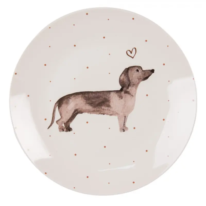 Porcelánový dezertní talíř s jezevčíkem Dachshund Love – 20x2 cm