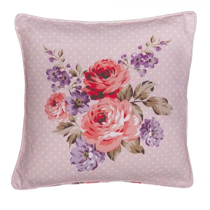 Růžový bavlněný potah na polštář s růžemi Dotty Rose - 40*40 cm Clayre & Eef