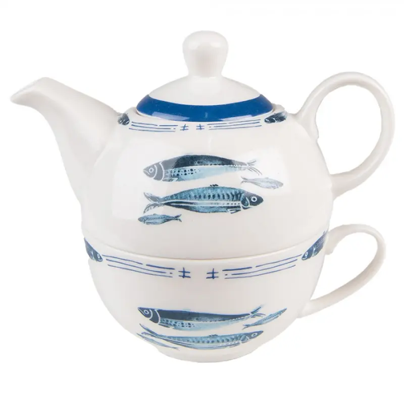 Tea for One s rybkami Fish Blue – 400 ml / 250 ml