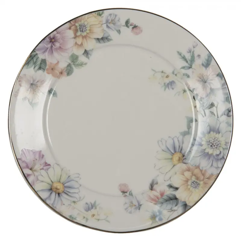 Porcelánový dezertní talířek s květinami Flowers – 20x2 cm