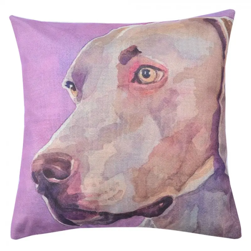 Fialový povlak na polštář s motivem výmarského ohaře Psi - 43*43 cm Clayre & Eef