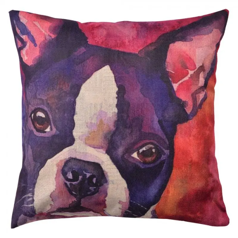 Povlak na polštář s motivem francouzského buldočka Psi - 43*43 cm Clayre & Eef