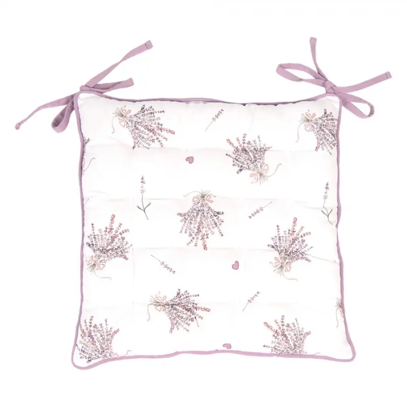 Bavlněný podsedák s levandulemi a výplní Lavander Garden – 40x40x4 cm