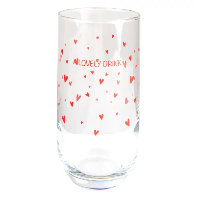 Sklenička s červenými srdíčky A Lovely Drink – 280 ml