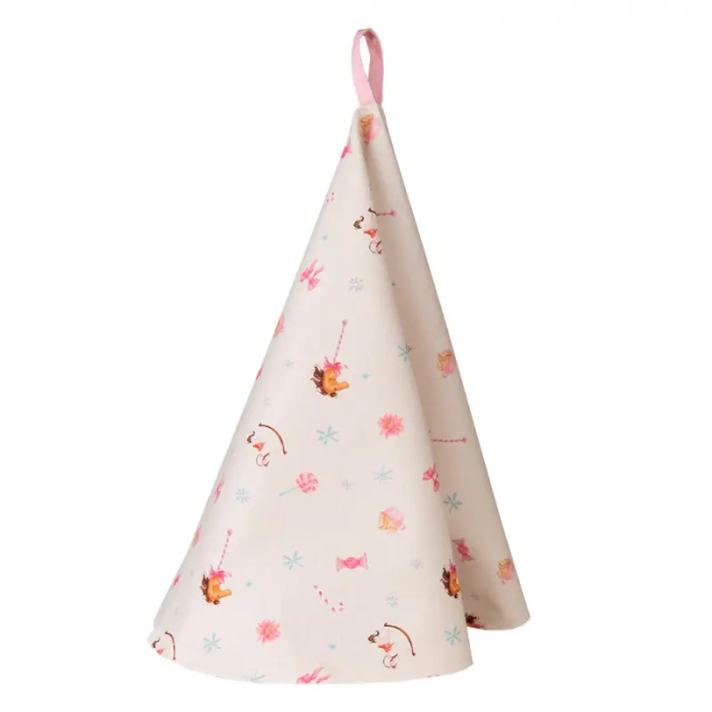 Béžová kulatá bavlněná utěrka Pastel Nutcracker – 80 cm
