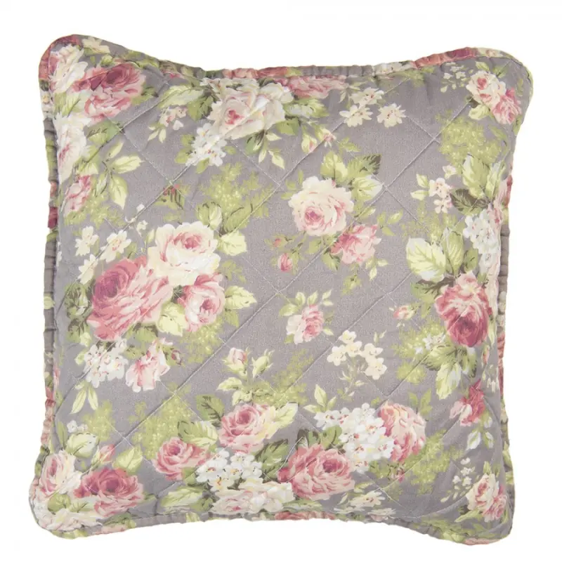 Taupe povlak na polštář s růžemi Roses – 40x40 cm