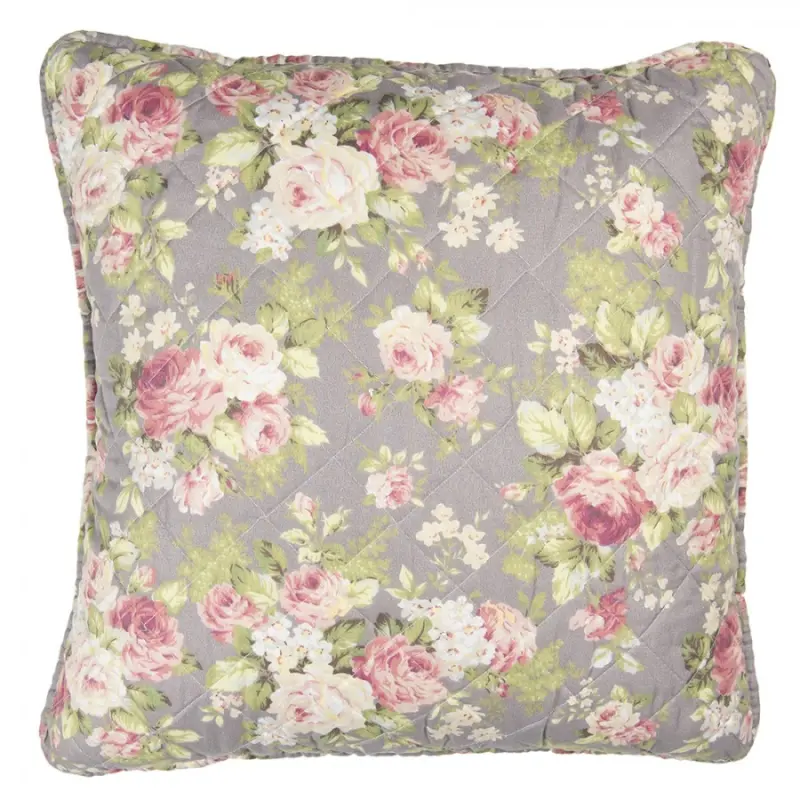 Taupe povlak na polštář s růžemi Roses – 50x50 cm